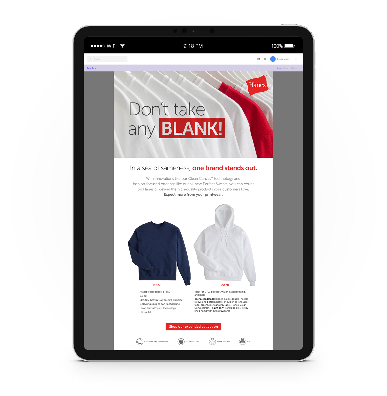Hanes - Don’t take any blank campaign email